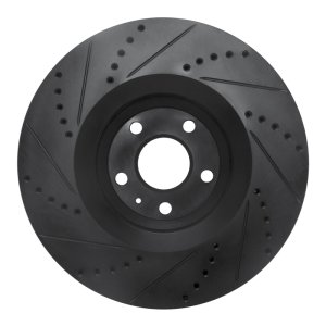 Audi TTS Quattro Brake Rotor (1) - Front Right - R1 Concepts - Drilled & Slotted - Black - `08-`11